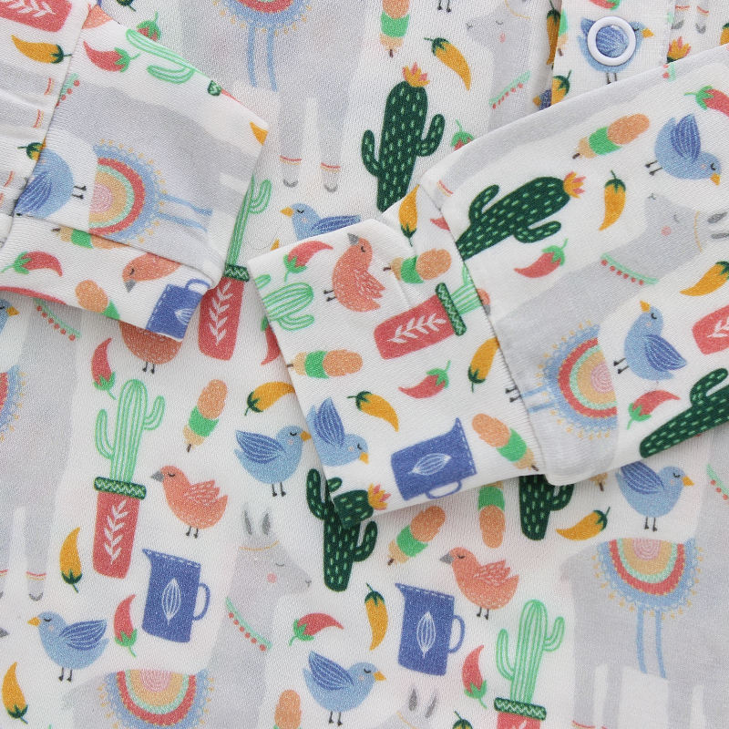 Ensemble pyjama pour nouveau-né, manches longues, tricoté en coton de bambou, barboteuse pour garçons et filles, imprimé personnalisé, 2 pièces, vente en gros