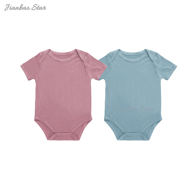 Vêtements pour bébé, combinaison d'été en bambou, Spandex, coton, couleur unie, manches courtes, barboteuse pour nouveau-né, vente en gros