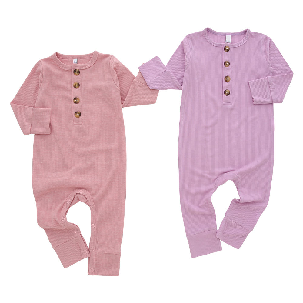 Barboteuse à manches longues en coton et bambou pour bébé, jolie barboteuse en couleurs unies, combinaison corporelle pour nourrissons, combinaison à fermeture éclair, automne