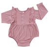 Barboteuse à volants pour petites filles, vêtements d'automne en molleton personnalisés, en bambou et coton doux pour enfants, vente en gros