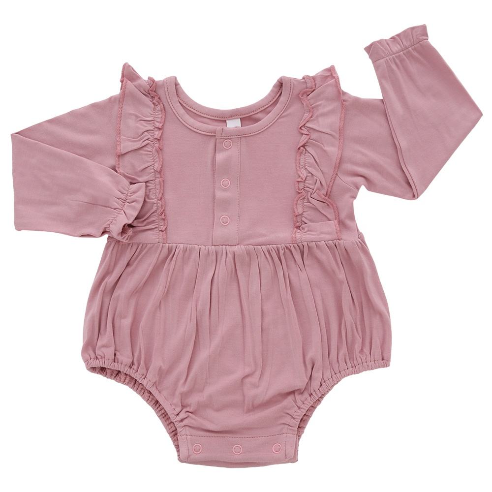 Barboteuse à volants pour petites filles, vêtements d'automne en molleton personnalisés, en bambou et coton doux pour enfants, vente en gros