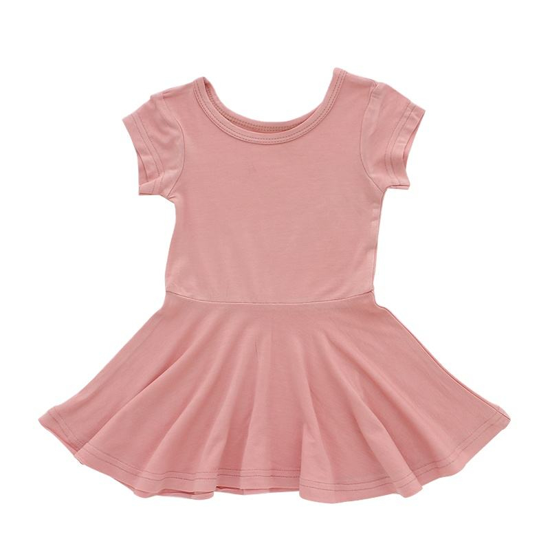 Robe d'été pour bébés filles, col rond, ligne a, vêtements pour enfants, avec conception d'impression personnalisée, vente en gros