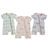 Combinaison d'été douce pour bébé, tissu 100% coton, haute matière, combinaison douce pour nouveau-né, manches courtes, fermeture éclair, conception, barboteuse pour bébé