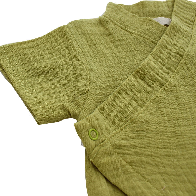 Nouveau Design 100% coton tricoté personnalisé confortable décontracté nouveau-né bébé boutons à manches courtes bébé vêtements barboteuse