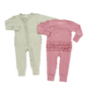 Combinaisons en tissu côtelé pour bébé, haute qualité, fermeture éclair, en bambou et coton, manches longues, couleur unie, barboteuse pour bébé, couleurs personnalisées acceptées