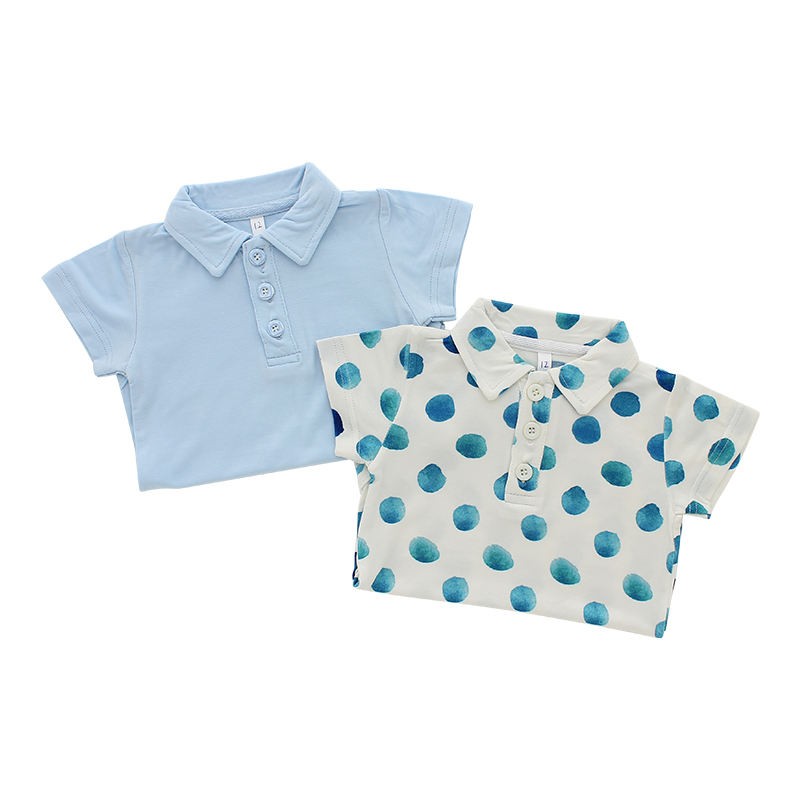 Barboteuse unisexe tricotée en bambou pour bébé, combinaison d'été à manches courtes, col rabattu avec bouton d'ouverture, combinaison pour bébé