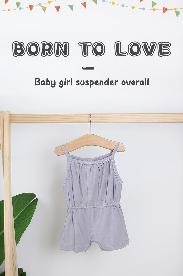 Salopette à bretelles pour bébés filles, vêtements d'été tricotés en bambou et Spandex, grenouillère de couleur unie pour bébés et enfants