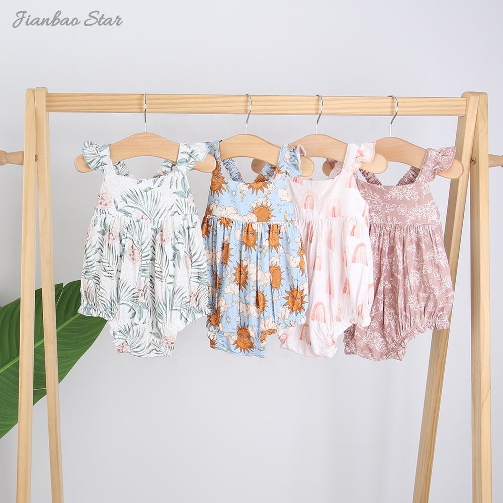 Soutien personnalisation Ins bébé filles bretelles Style bambou coton sans manches meilleure barboteuse d'été de l'usine