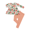 Ensemble de vêtements tricotés 100% coton pour filles, motif floral, hauts à manches longues et pantalons longs, 2 pièces, vêtements pour bébés