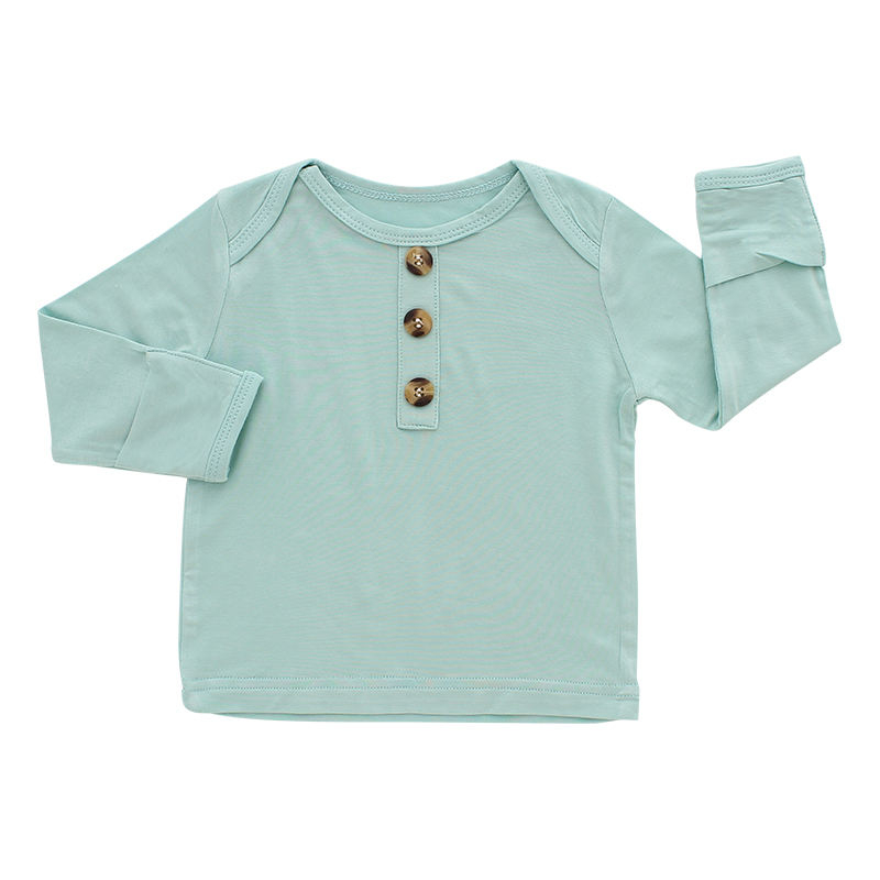 Style classique bébé hauts en gros couleur unie vêtements de nuit bambou coton à manches longues T-shirt OEM conception personnalisée bébé enfants vêtements