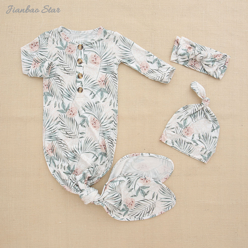 Nouveau Design bébé coffret cadeau doux bambou Spandex coton body combinaison tissu unisexe bébé robe de nuit mitaines chapeau coffret cadeau