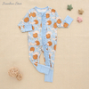 Pyjama en bambou imprimé personnalisé pour bébé, vêtements doux et respirants, barboteuse à volants avec fermeture éclair, nouvelle collection