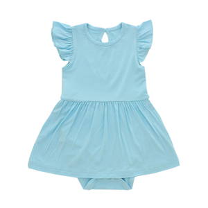 Robe à volants pour bébés filles, personnalisée directement d'usine, couleur unie, Texture douce, élégante, belle Boutique, vente en gros, ensemble barboteuse pour bébé