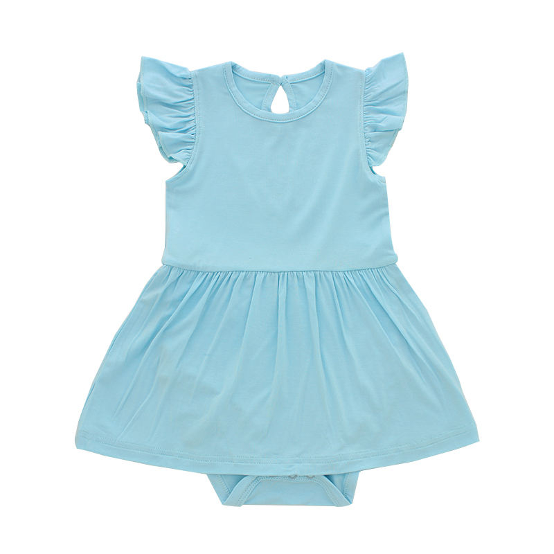 Robe à volants pour bébés filles, personnalisée directement d'usine, couleur unie, Texture douce, élégante, belle Boutique, vente en gros, ensemble barboteuse pour bébé