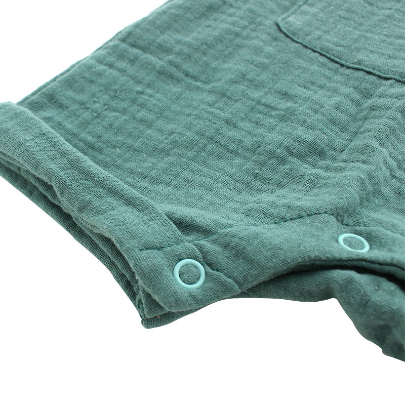 Confortable bambou tricoté sans manches été unisexe bouton en bois ouverture bébé garçon barboteuse ensemble barboteuse combinaison