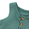 Confortable bambou tricoté sans manches été unisexe bouton en bois ouverture bébé garçon barboteuse ensemble barboteuse combinaison