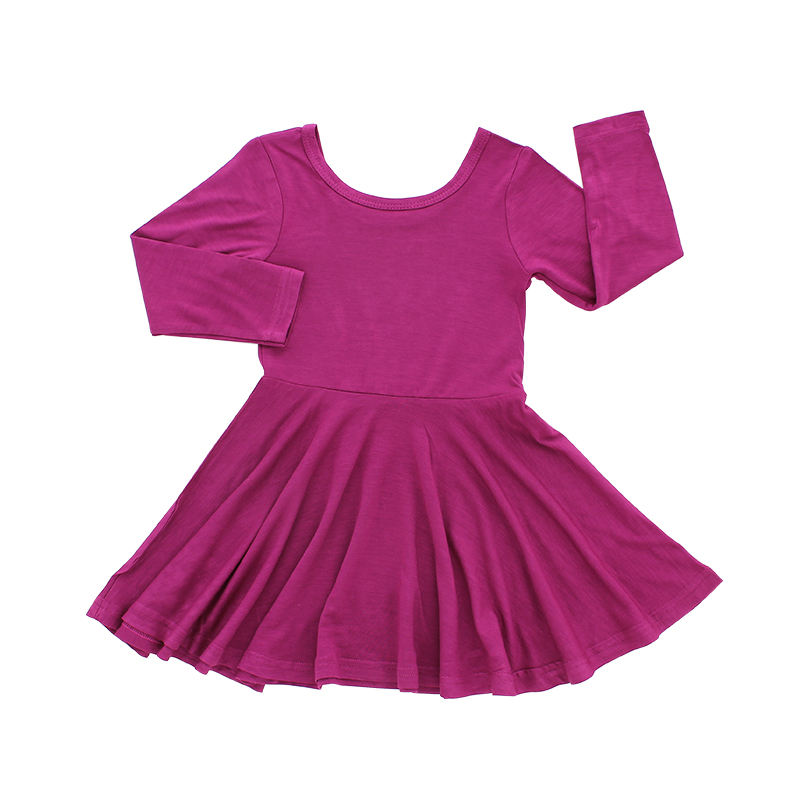 Robe à manches longues pour bébés filles, jupe de Style classique, couleur unie, vêtements de fête décontractés pour enfants en bas âge, automne hiver