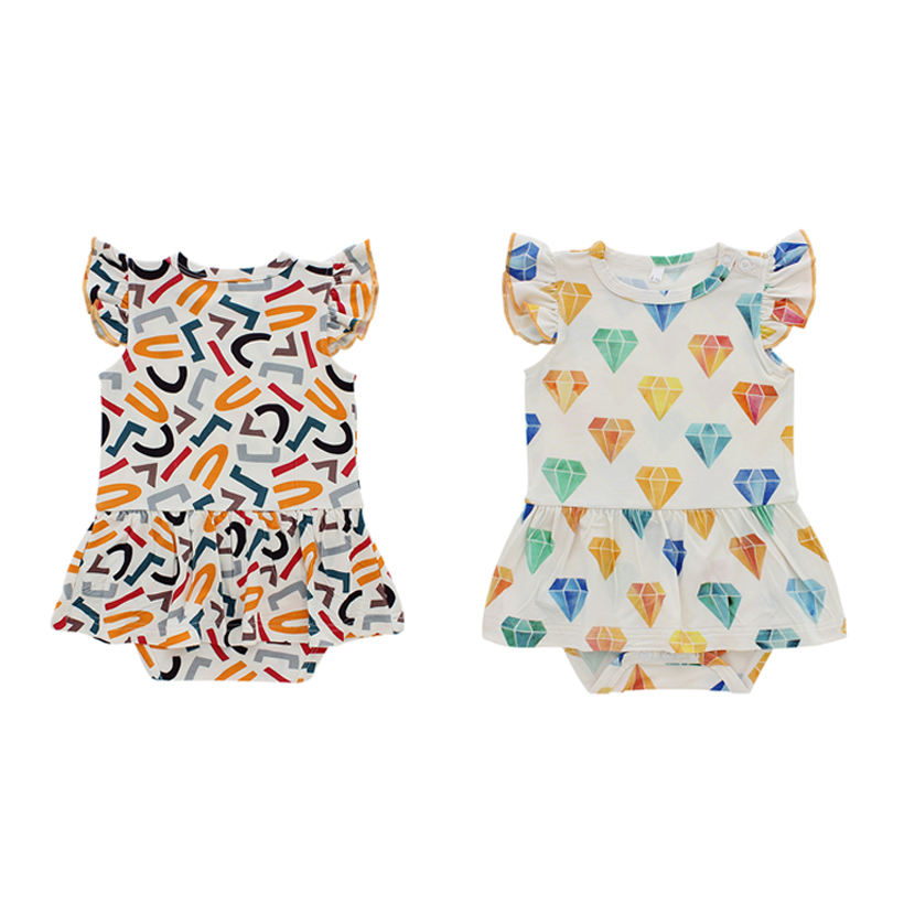 Costume en bambou pour bébé, Texture Super douce, vêtements à volants, sans manches, ensembles barboteuse pour bébé, saison d'été, offre spéciale