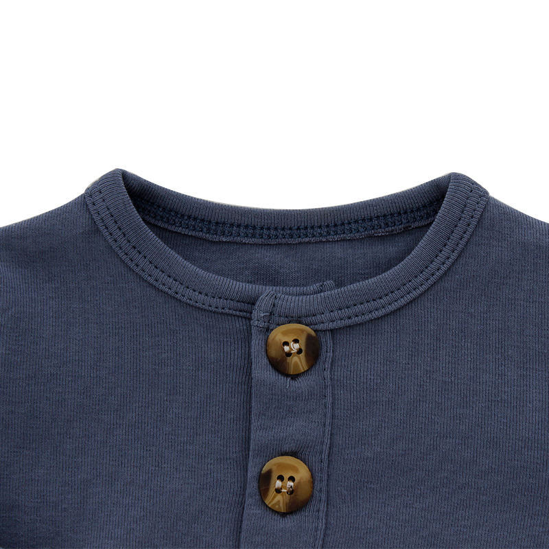 Vente en gros de vêtements pour nouveau-né, pyjama pour bébé, 100% coton, couleur unie, manches longues, ensemble de vêtements pour bébé