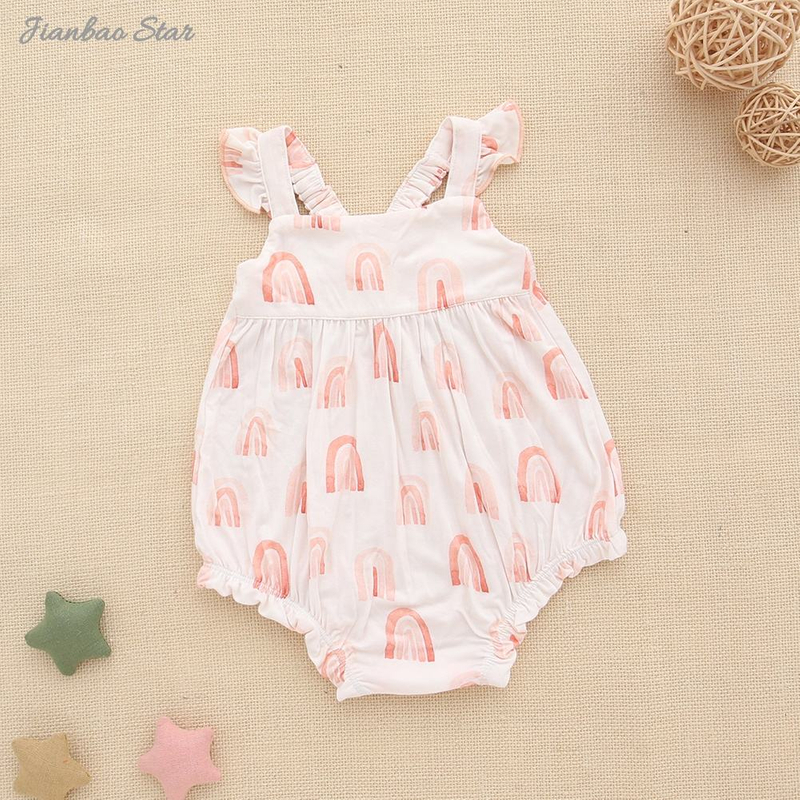 Vêtements pour bébé en bambou doux, barboteuse pour nouveau-né de 0 à 3 mois, manches flottantes, barboteuse à bulles en bambou pour filles et garçons