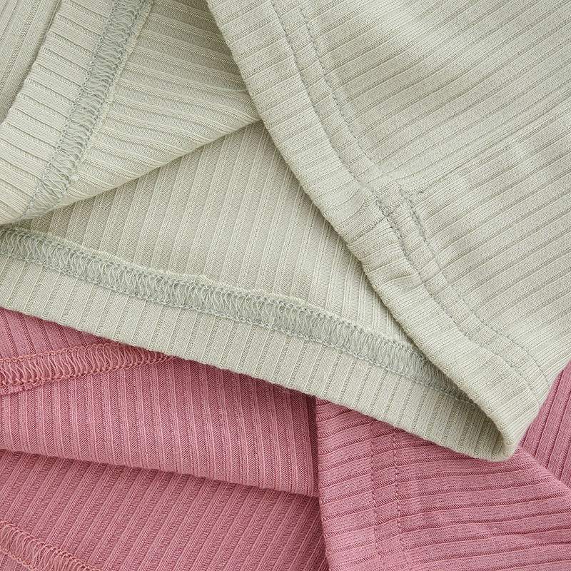 Bambou côtelé unisexe respectueux de la peau manches courtes hauts Shorts bébé et enfants tenues d'été 2 pièces ensemble de vêtements