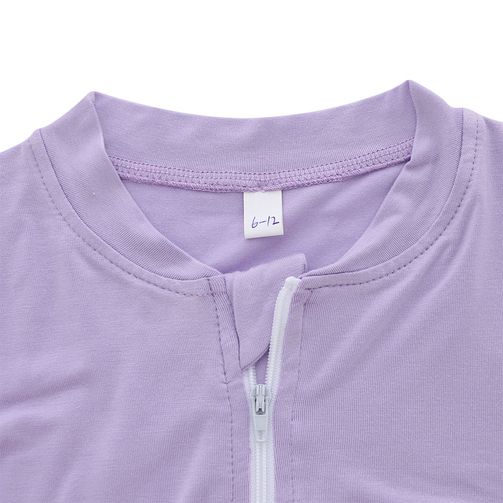 Vêtements tricotés en coton et bambou pour bébé, combinaison de nuit unisexe, impression personnalisée, couleur unie, barboteuse pour printemps et été, vente en gros