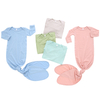 Ensemble pyjama pour nouveau-né, 100% coton, manches longues, tricoté, 3 pièces, vêtements pour bébé, sac de couchage avec chapeau et bandeau, accessoires