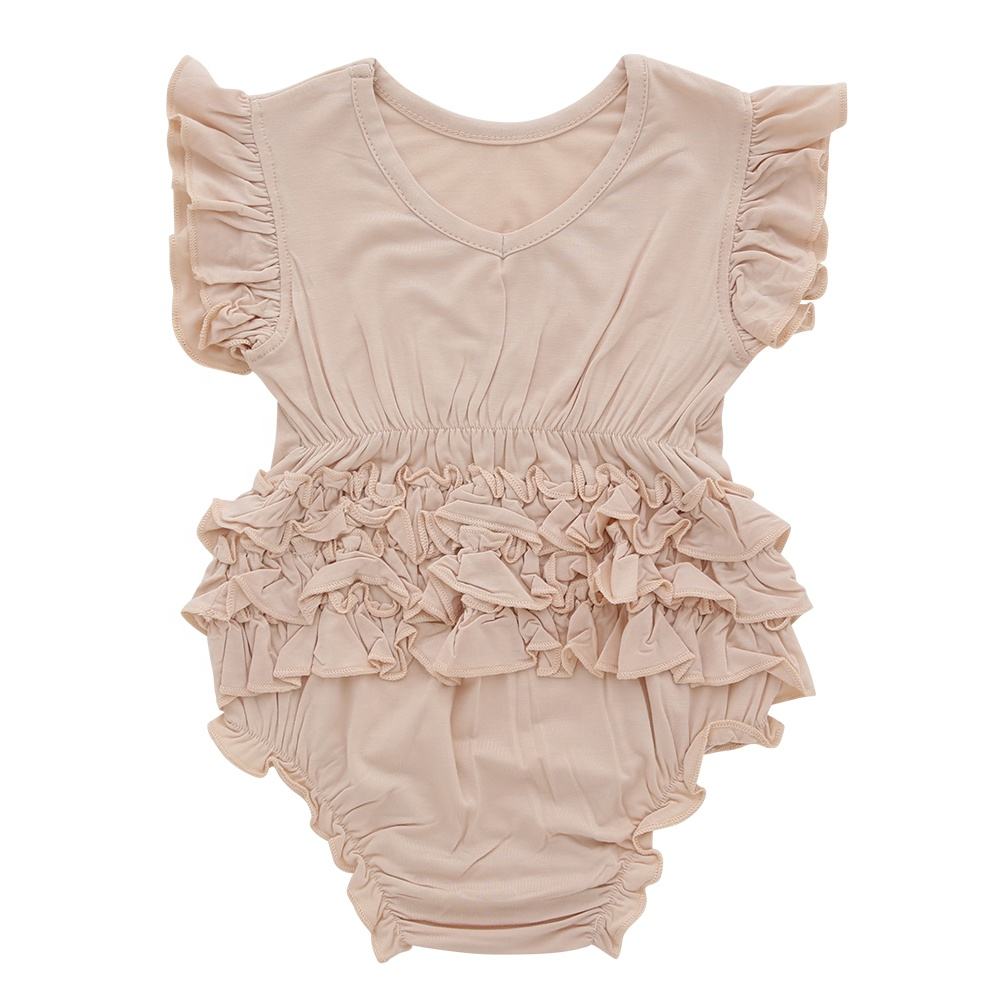 Barboteuse sans manches pour bébés filles, combinaison à volants, Texture Extra douce, 95% bambou et 5% élasthanne, tissu de haute qualité, offre spéciale