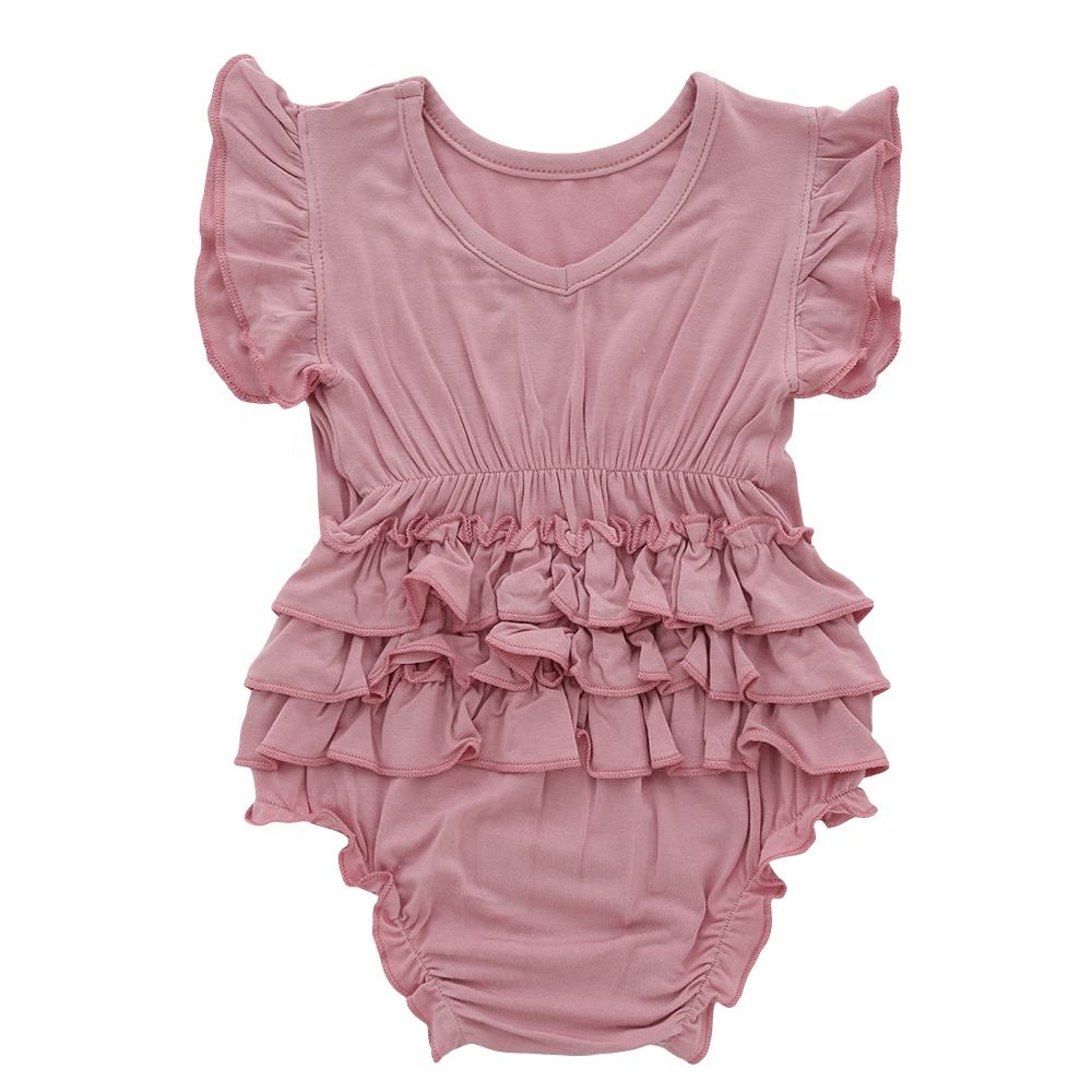 Barboteuse sans manches pour bébés filles, combinaison à volants, Texture Extra douce, 95% bambou et 5% élasthanne, tissu de haute qualité, offre spéciale