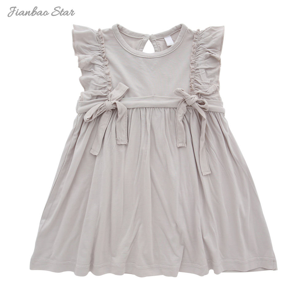 Personnaliser en gros nouveau Style été couleur motif sans manches belle jarretelle bébé filles robe doux nourrissons vêtements