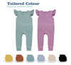 Vêtements personnalisés pour bébé fille, 95% bambou 5% élasthanne, manches courtes, volants sur le dos des barboteuses, combinaisons douces pour bébé fille