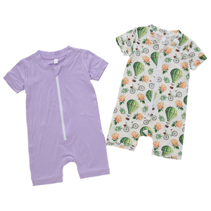 Barboteuse pour nouveau-né, avec fermeture éclair sur le devant, combinaisons d'été à manches courtes, vêtements pour enfants garçons et filles