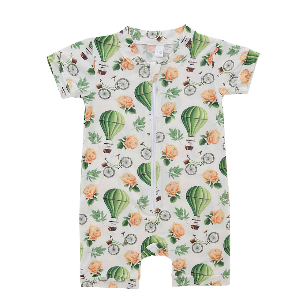 Barboteuse pour nouveau-né, avec fermeture éclair sur le devant, combinaisons d'été à manches courtes, vêtements pour enfants garçons et filles