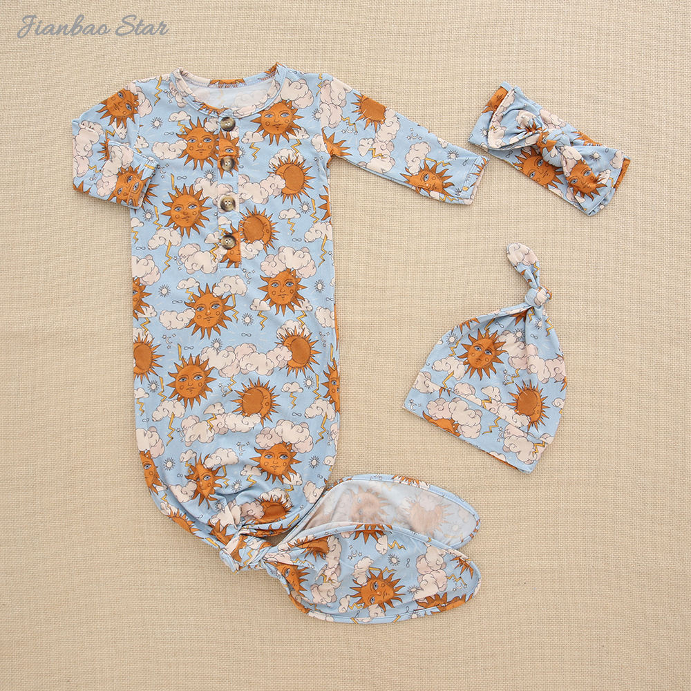 Ensembles de robe de nuit pour bébé, avec chapeau nouveau Design et bandeau Design mignon, sac de couchage pour enfants 3 pièces pour quatre saisons