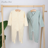 Pyjama à manches longues et poches pour nouveau-né, nouveau Design 100% coton, couleur unie, personnalisé, boutons, barboteuse pour bébé, vêtements pour bébé