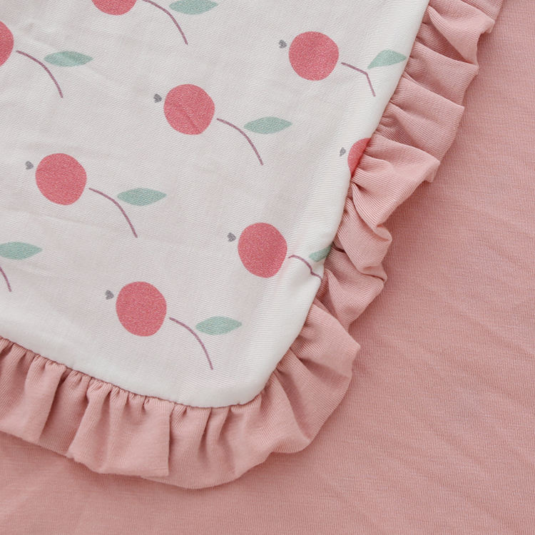 Couvertures à motif de cerise pour bébé en coton de bambou doux imprimé double face en gros personnalisé OEM accepté couverture de bébé de haute qualité