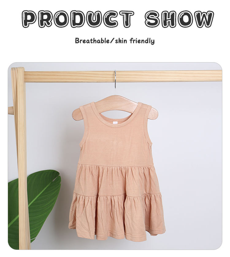 Robe d'été sans manches pour bébé fille, jupe à bretelles en coton et bambou de haute qualité, vêtements doux pour nourrissons, vente en gros