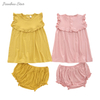 Ensemble robe à volants pour bébé, nouvelle version, avec sous-vêtements, vêtements d'été pour filles, ensemble de vêtements sortants en bambou, Spandex et coton