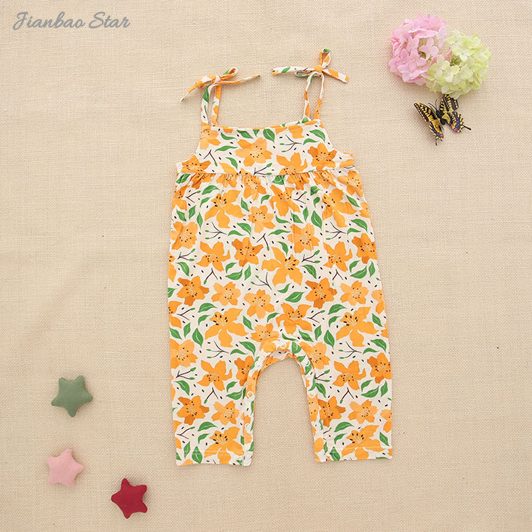 Vêtements d'été à bretelles pour bébé, motif de couleur personnalisé, sans manches, bouton-pression, ensemble barboteuse pour filles et garçons, vente en gros