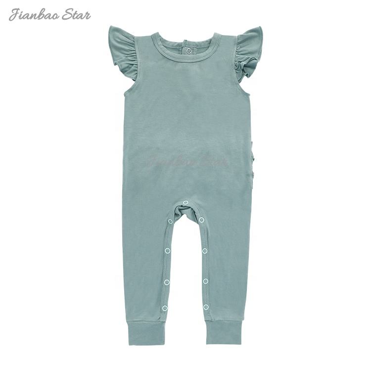 Combinaison de nuit imprimée personnalisée en bambou et spandex, barboteuse à volants pour bébé