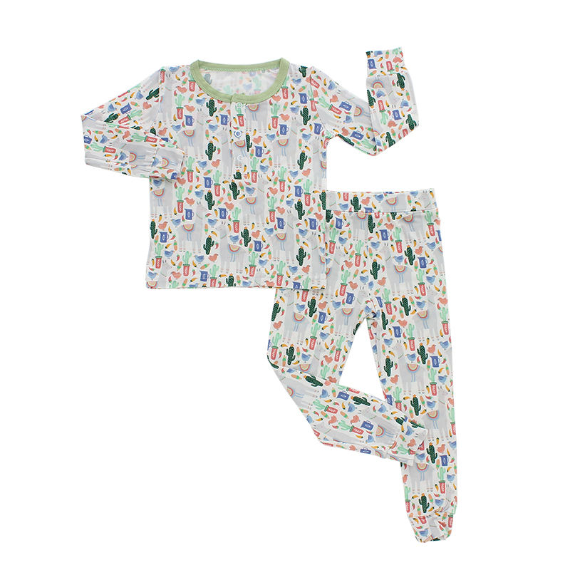 Ensemble pyjama pour nouveau-né et enfant en bas âge, haut et pantalon à manches longues, vêtements de nuit pour garçons et filles, 2 pièces, vêtements OEM, automne et hiver