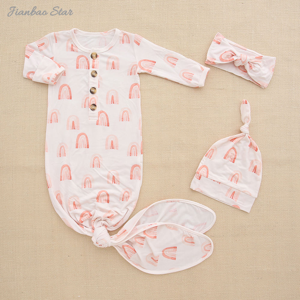 Nouveau Design bébé coffret cadeau doux bambou Spandex coton body combinaison tissu unisexe bébé robe de nuit mitaines chapeau coffret cadeau