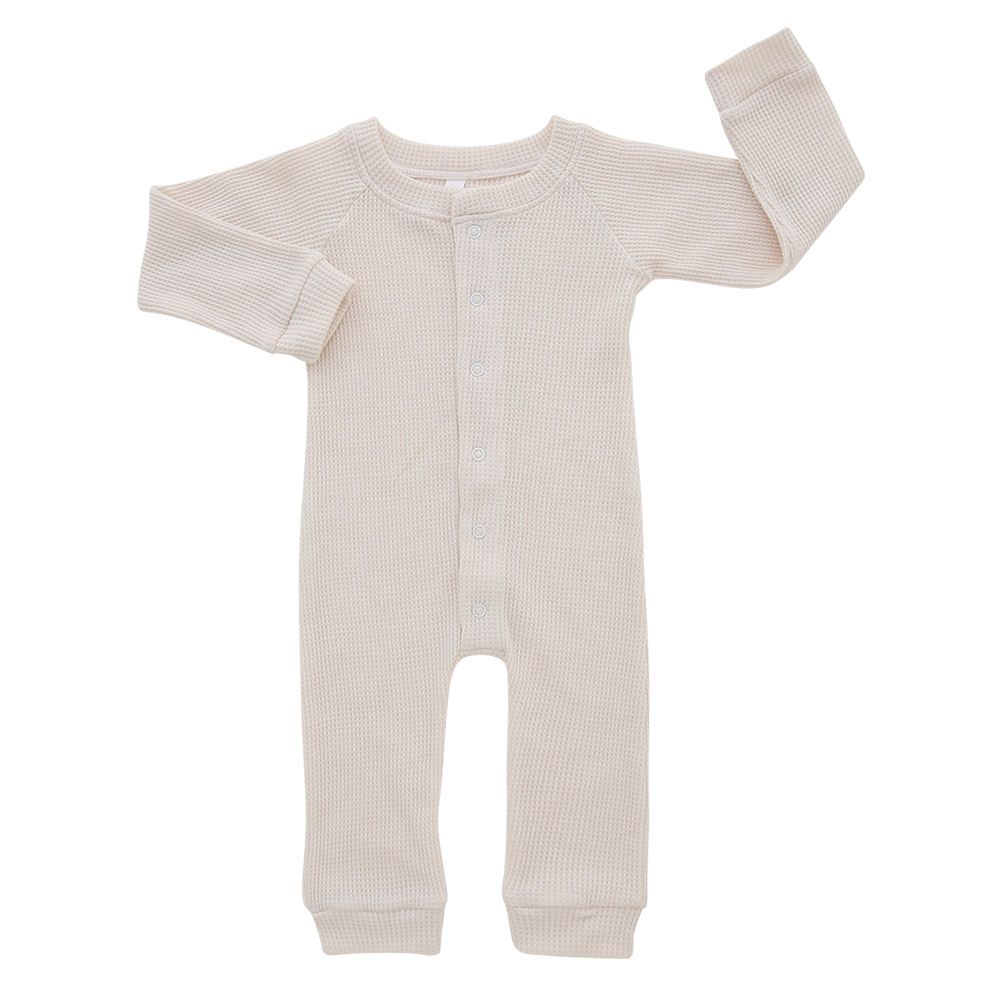 Combinaison à manches longues pour bébé, Style bouton avant, barboteuse en coton tricoté de haute qualité, vêtements unisexes pour enfants