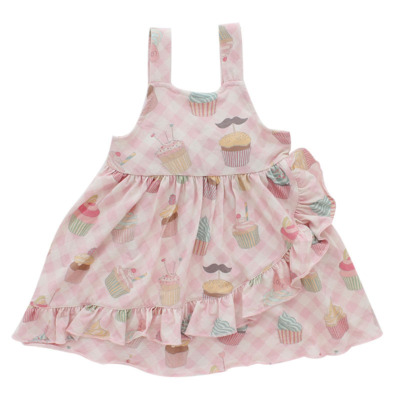 Robe d'été sans manches pour bébé fille, personnalisée, vente en gros, jupe à bretelles en coton et bambou de haute qualité, vêtements doux pour nourrissons