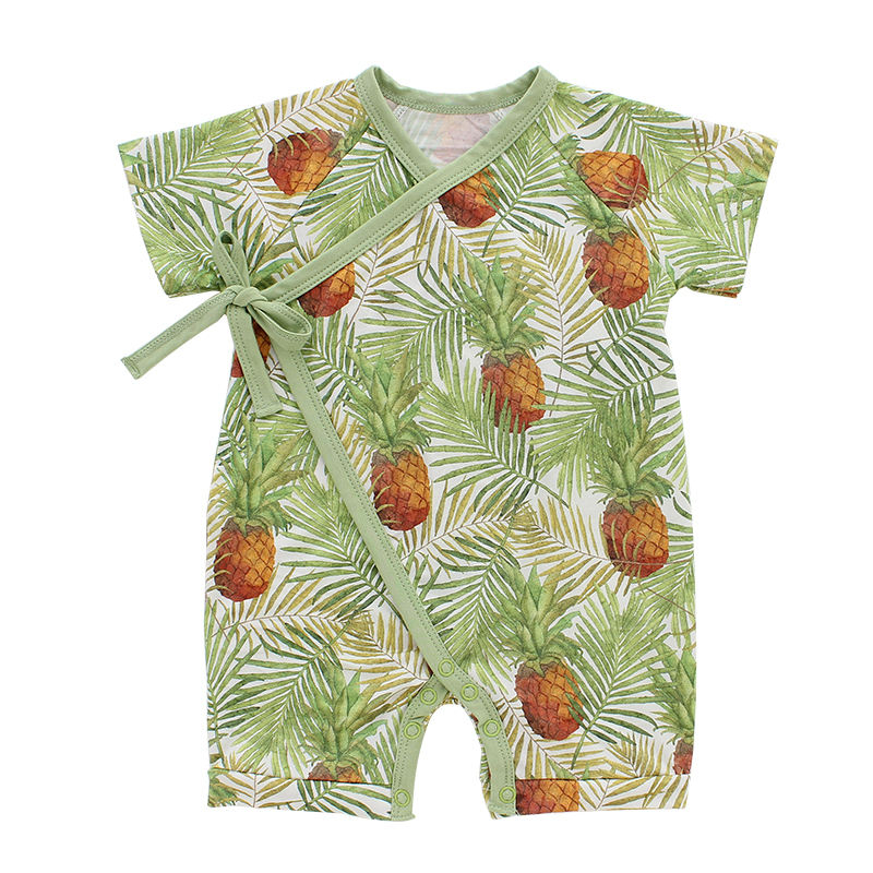 Barboteuse d'été pour bébé, vêtements de plage pour garçons et filles, manches courtes, tricoté en bambou avec Design à lacets, vente en gros