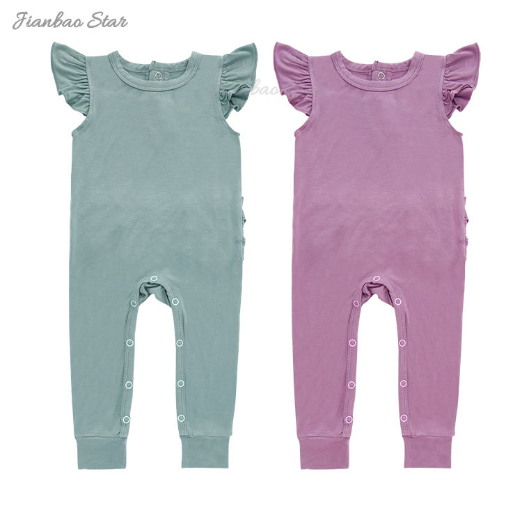 Barboteuse sans manches à volants pour bébé, nouveau Design, couleur personnalisée, 100% coton, boutons, vêtements pour nouveau-né, haute qualité