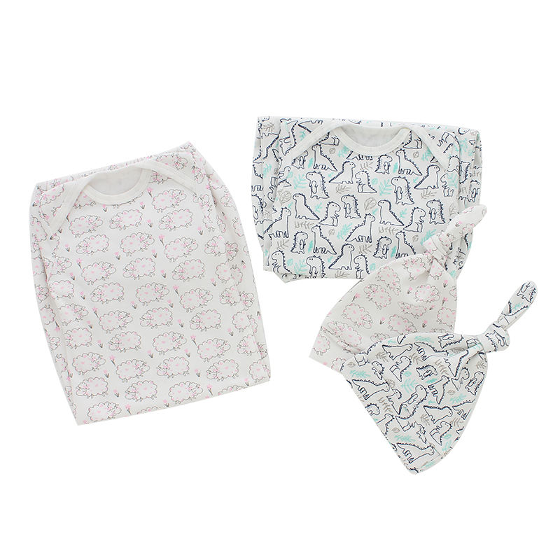 HotSale manches complètes Newbron infantile bébé sac de couchage avec joli chapeau 2 pièces pyjamas ensembles enveloppe col conception de vêtements de nuit pour bébé