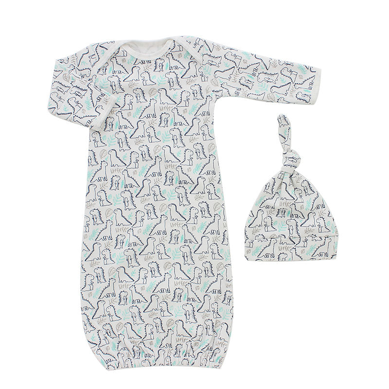 HotSale manches complètes Newbron infantile bébé sac de couchage avec joli chapeau 2 pièces pyjamas ensembles enveloppe col conception de vêtements de nuit pour bébé