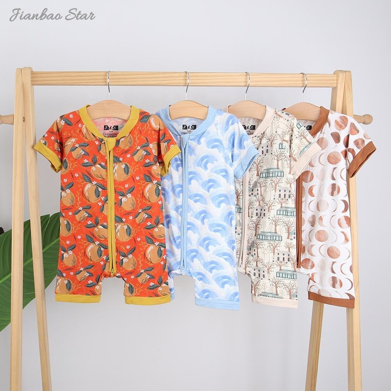 Barboteuse en bambou personnalisée pour bébé, barboteuse une pièce à fermeture éclair, Style d'été, combinaison pour bébé de haute qualité, nouvel arrivage 2022