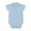 Barboteuse unisexe tricotée en bambou pour bébé, combinaison d'été à manches courtes, col rabattu avec bouton d'ouverture, combinaison pour bébé